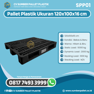 Pallet Plastik Bekas/Baru Ukuran 120x100x16 cm - SPP01
