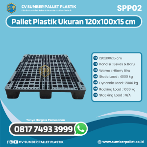 Pallet Plastik Bekas/Baru Ukuran 120x100x15 cm - SPP02