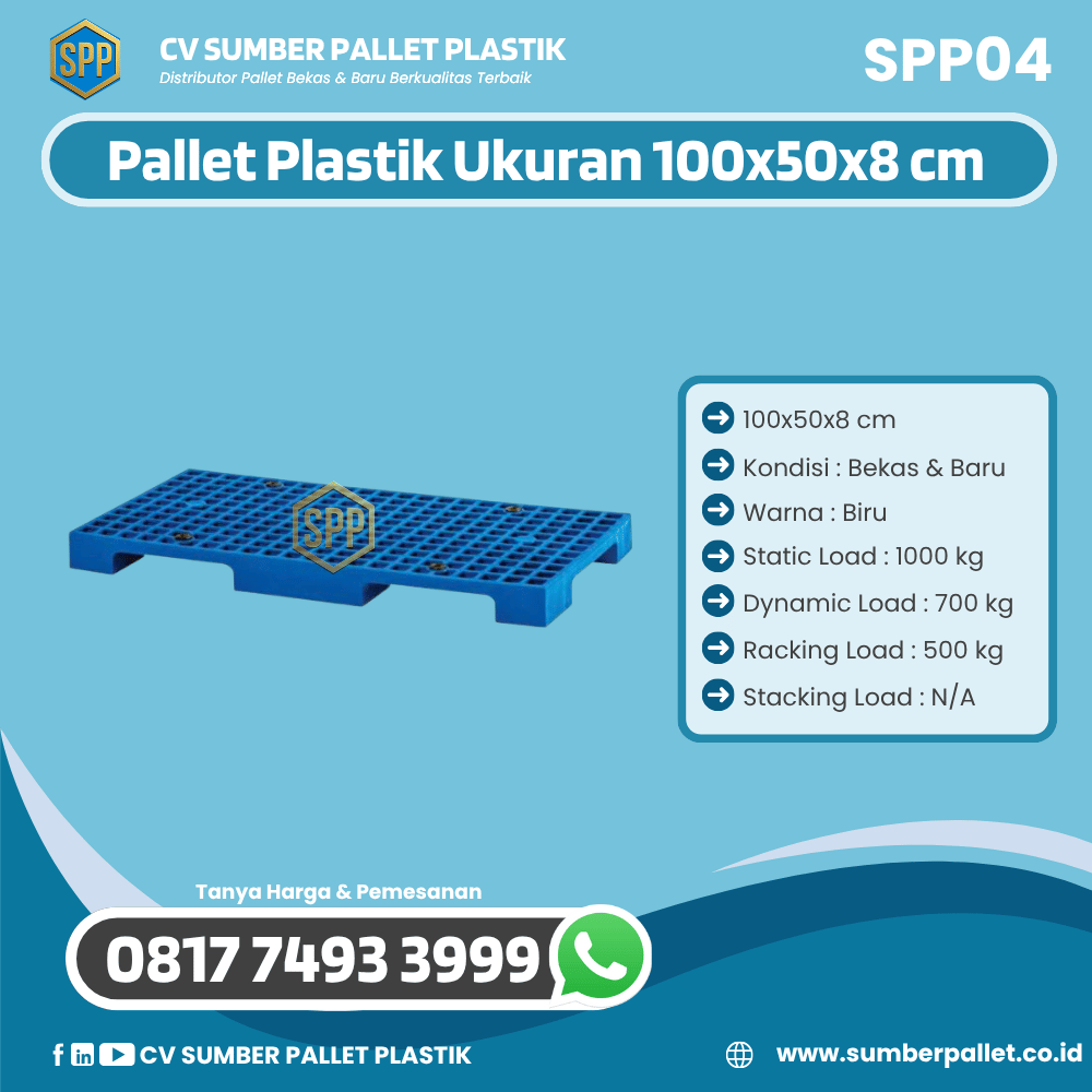 Pallet Plastik Bekas/Baru Ukuran 100x50x8 cm - SPP04