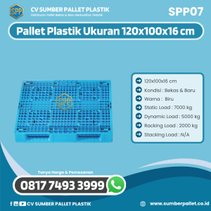 Pallet Plastik Bekas/Baru Ukuran 120x100x16 cm - SPP07
