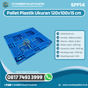 Pallet Plastik Bekas/Baru Ukuran 120x100x15 cm - SPP14