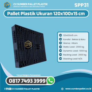 Pallet Plastik Bekas/Baru Ukuran 120x100x15 cm - SPP31