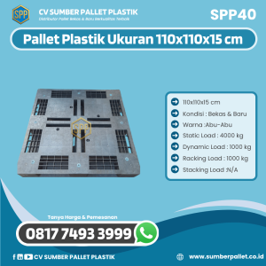 Pallet Plastik Bekas/Baru Ukuran 110x110x15 cm - SPP40