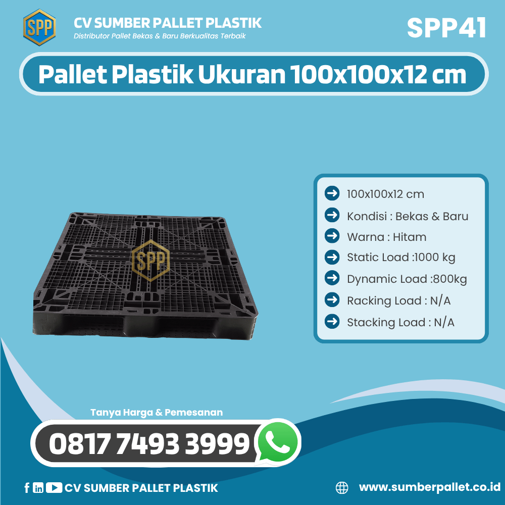 Pallet Plastik Bekas/Baru Ukuran 100x100x12 cm - SPP41
