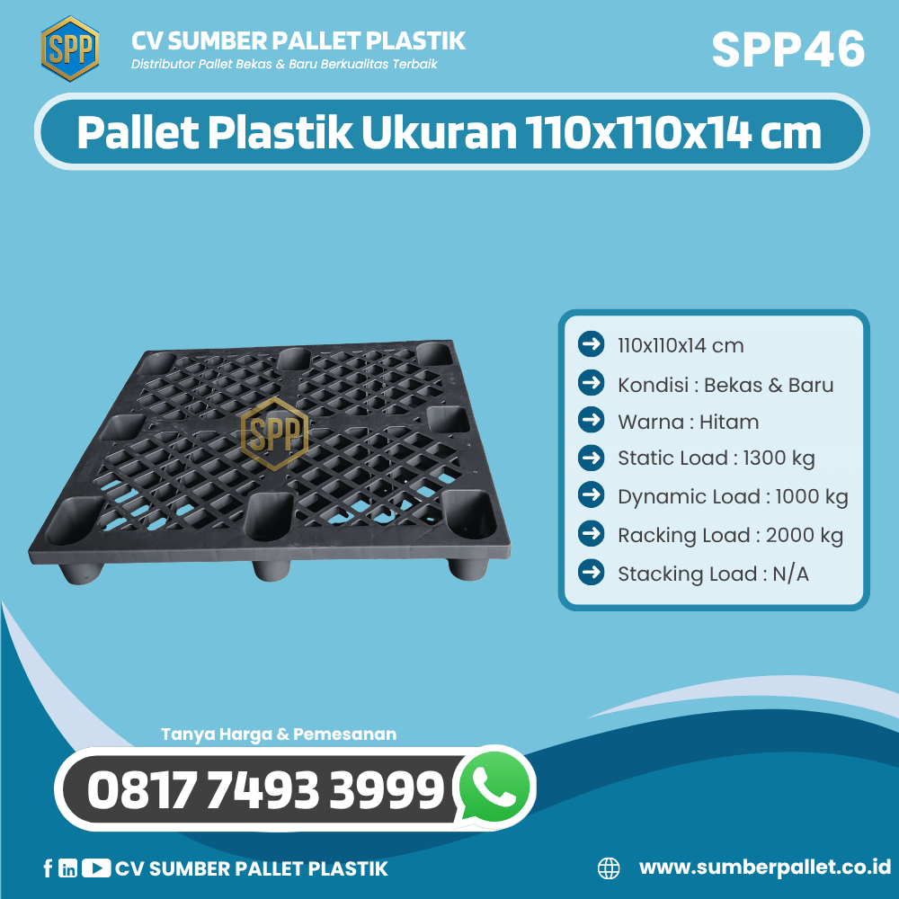 Pallet Plastik Bekas/Baru Ukuran 110x110x14 cm - SPP46