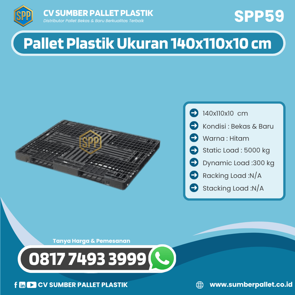 Pallet Plastik Bekas/Baru Ukuran 140x110x10 cm - SPP59