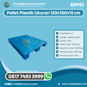 Pallet Plastik Bekas/Baru Ukuran 120x100x15 cm - SPP61
