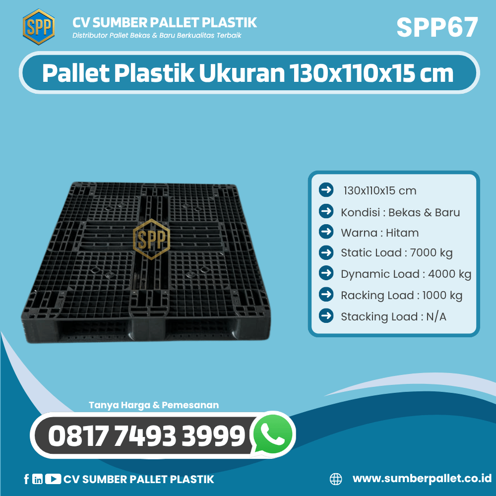 Pallet Plastik Bekas/Baru Ukuran 130x110x15 cm - SPP67